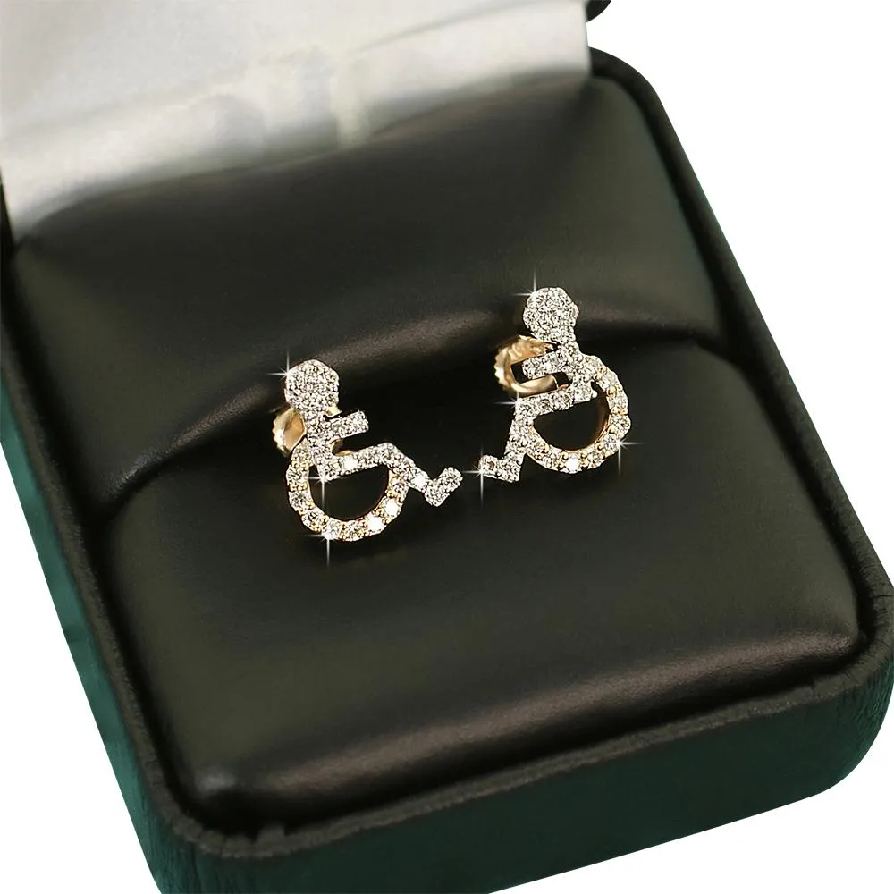 Handicap Diamond Earrings .41cttw 10K Yellow Gold