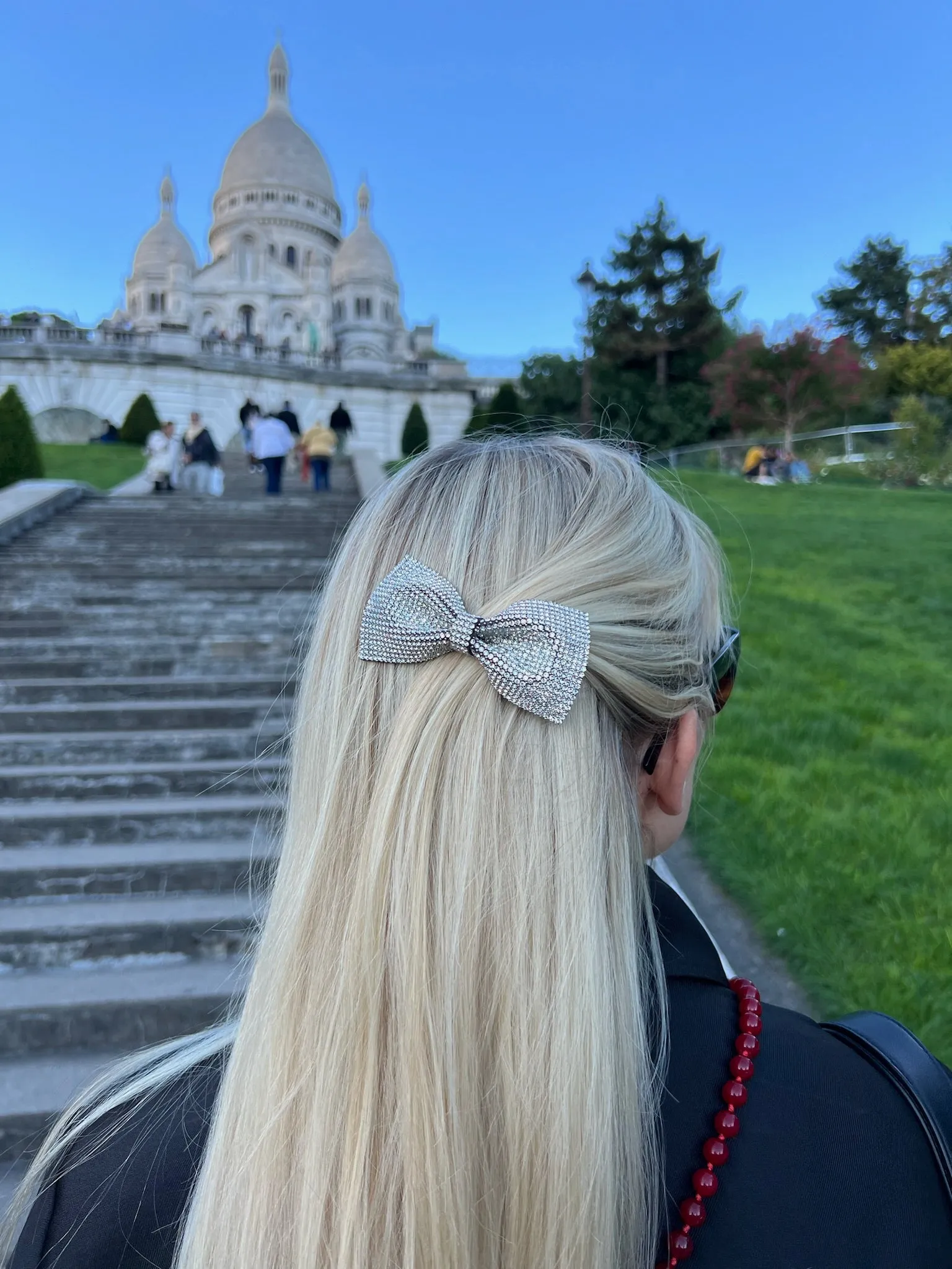 Handmade Diamond Bow Alligator Clip