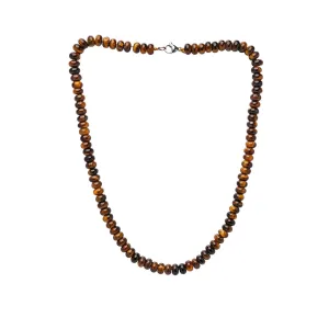 Handmade Men's Natural Brown Tiger's Eye Gemstone Beaded Necklace