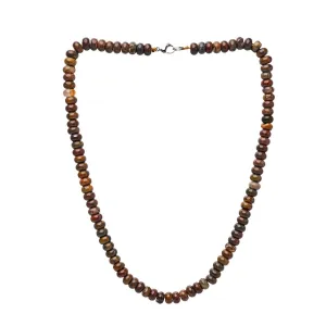 Handmade Men's Natural Mahogany Obsidian Gemstone Beaded Necklace