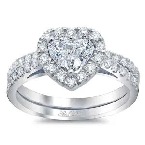 Heart Shaped Diamond Halo Bridal Set