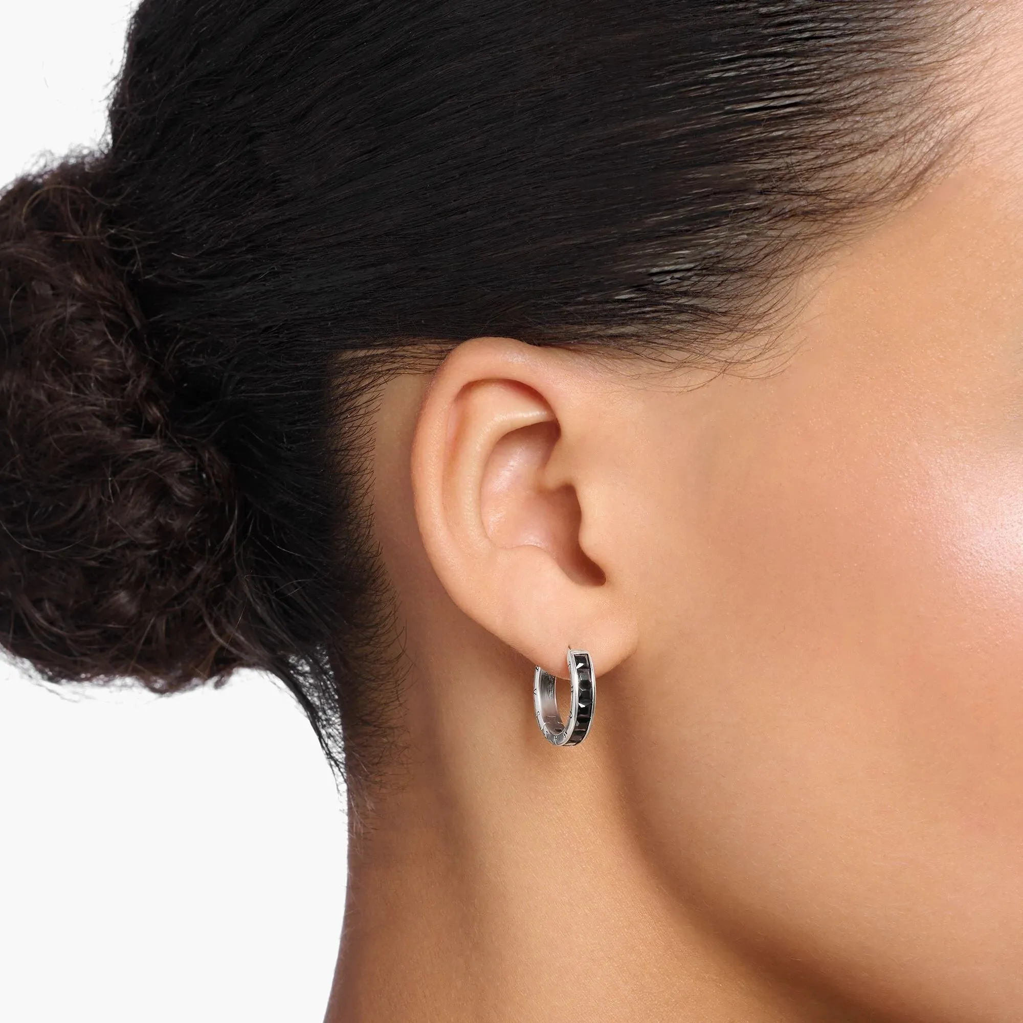 Heritage Black Stones Hoop Earrings