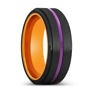 HOBART | Orange Ring, Black Tungsten Ring, Purple Groove, Stepped Edge