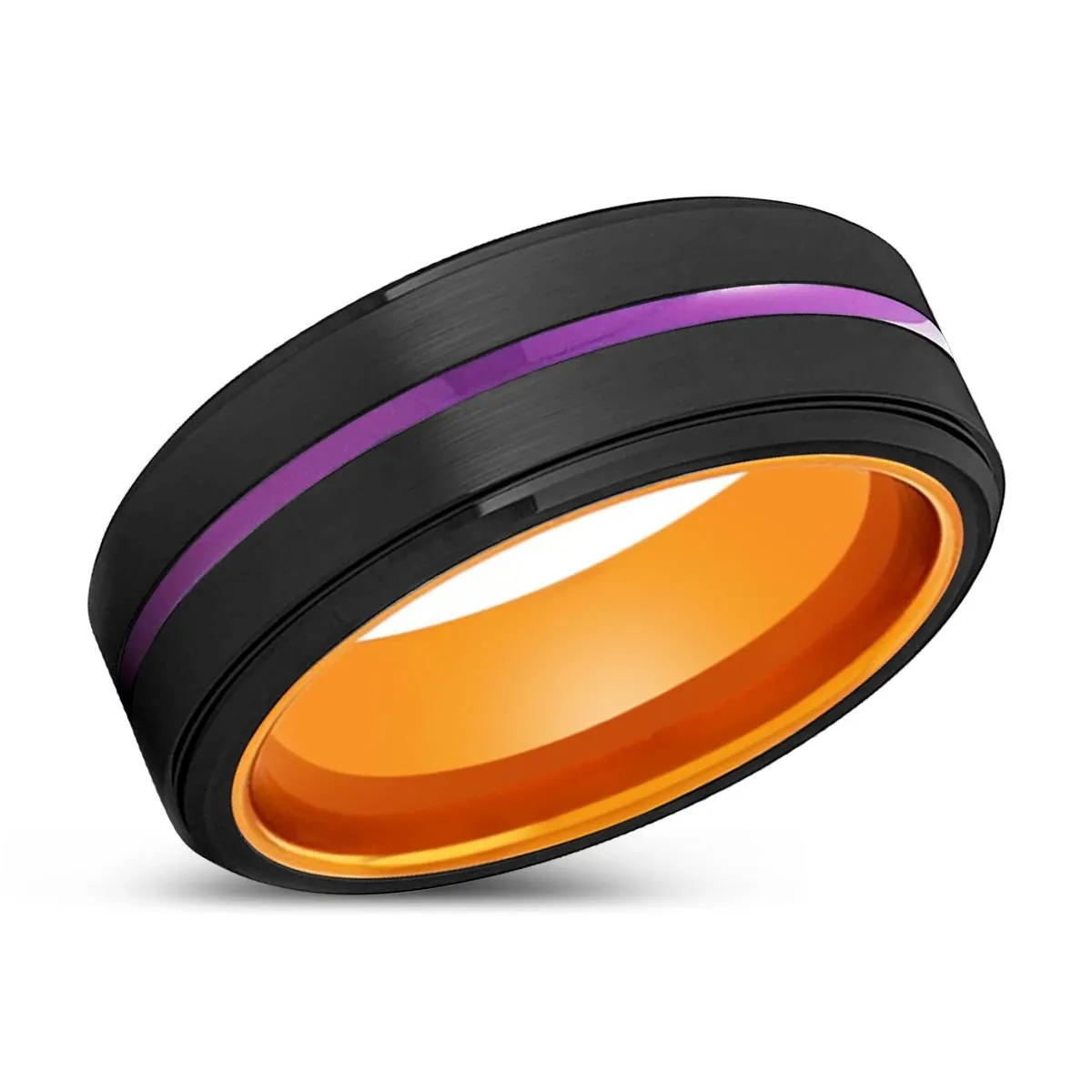 HOBART | Orange Ring, Black Tungsten Ring, Purple Groove, Stepped Edge