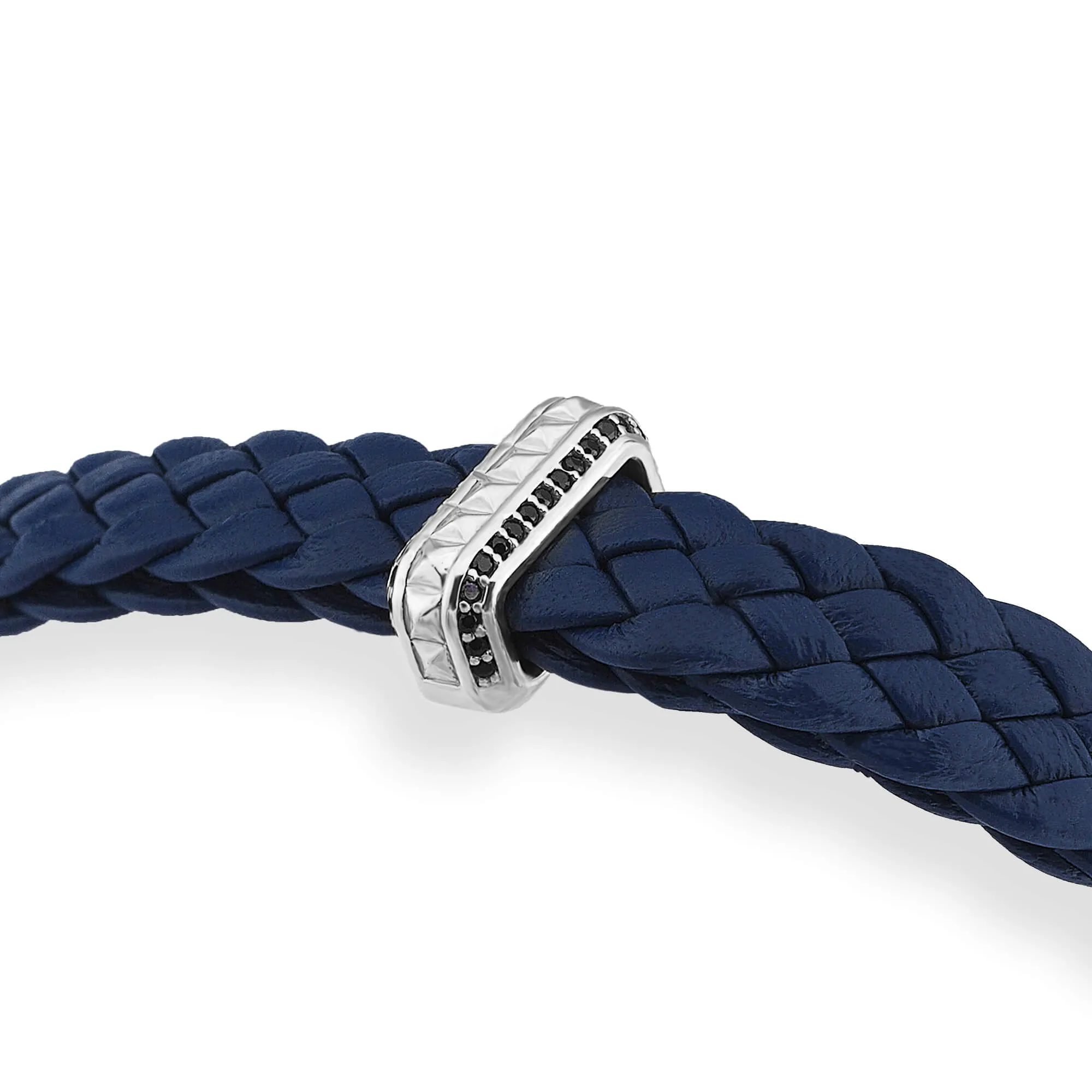 Iconic Elements Leather Bracelet in White Gold