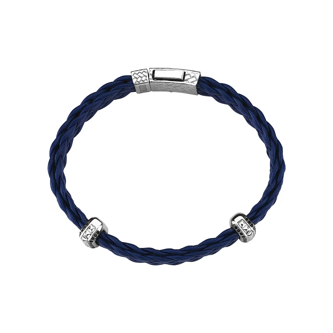 Iconic Elements Leather Bracelet in White Gold