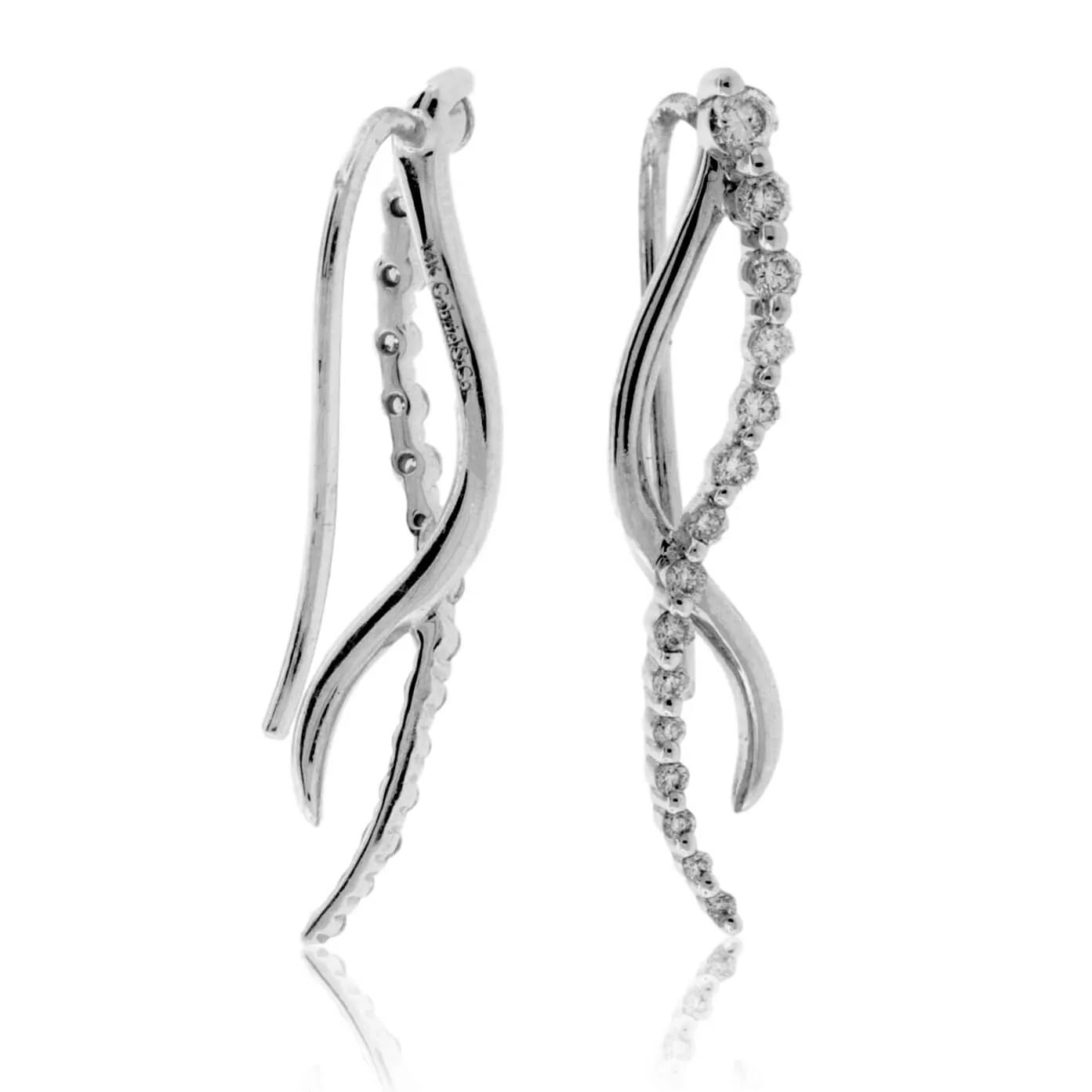 Intertwining White Gold Diamond Drop Earrings