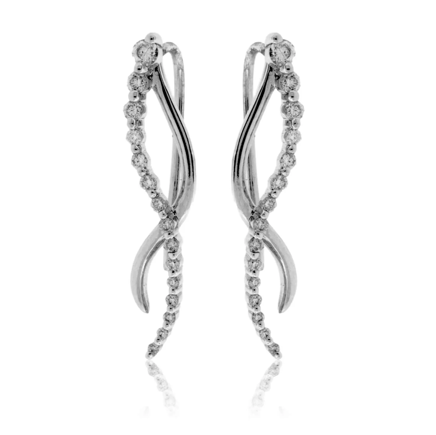 Intertwining White Gold Diamond Drop Earrings