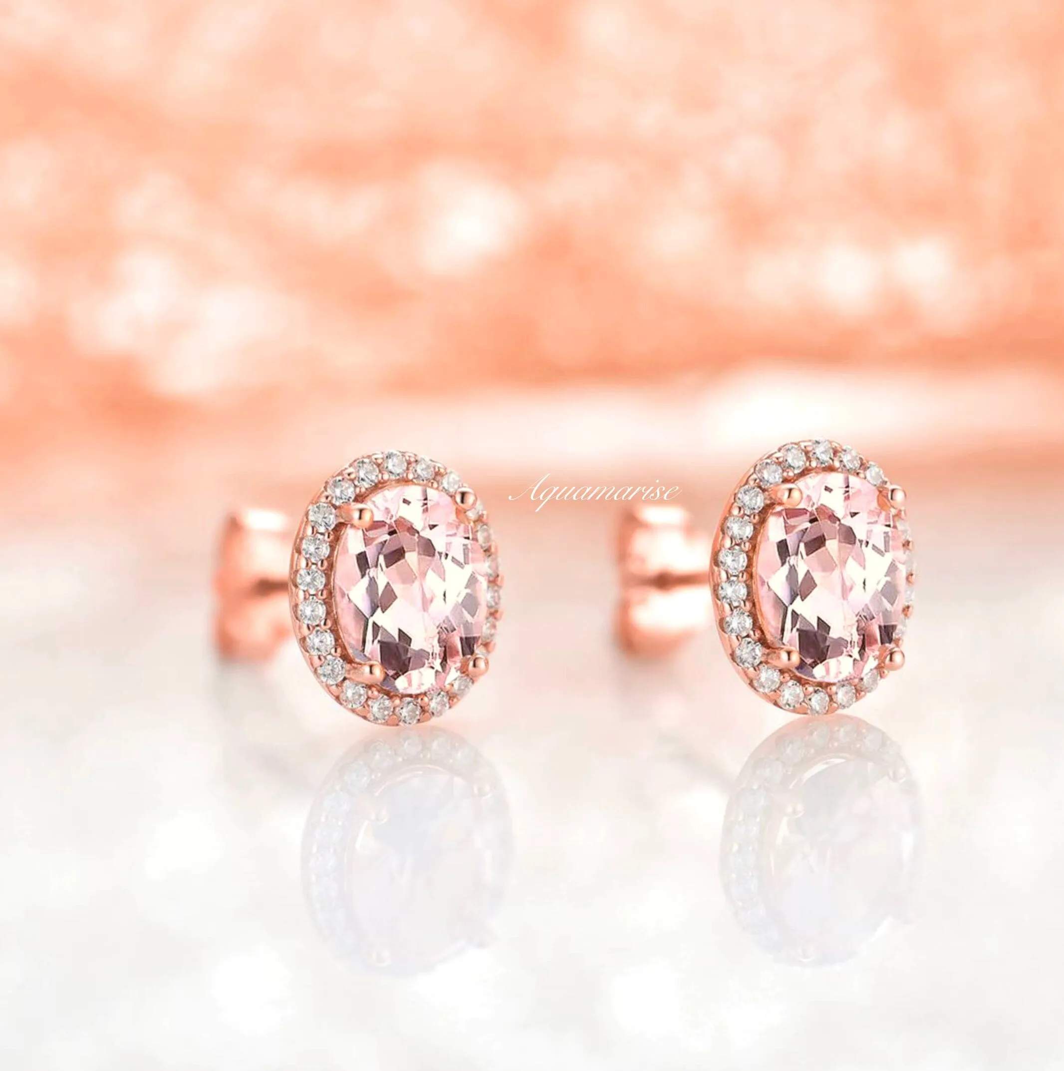 Iris Morganite Earrings- 14K Rose Gold Vermeil