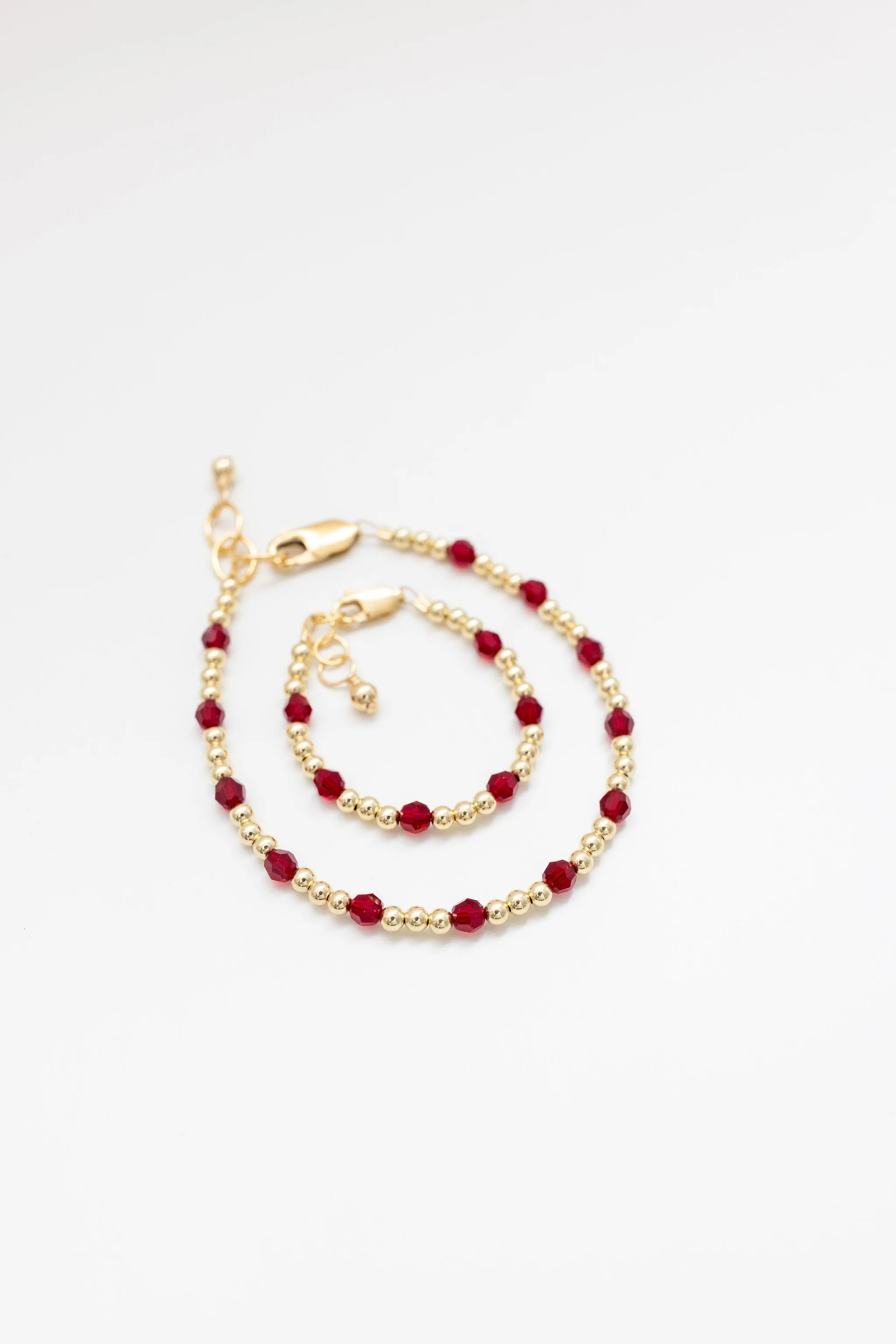 January Birthstone Dotted Mom   Mini Bracelet Set (3MM   4MM Beads)