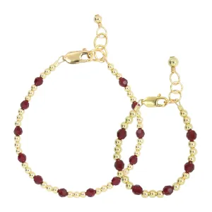 January Birthstone Dotted Mom   Mini Bracelet Set (3MM   4MM Beads)