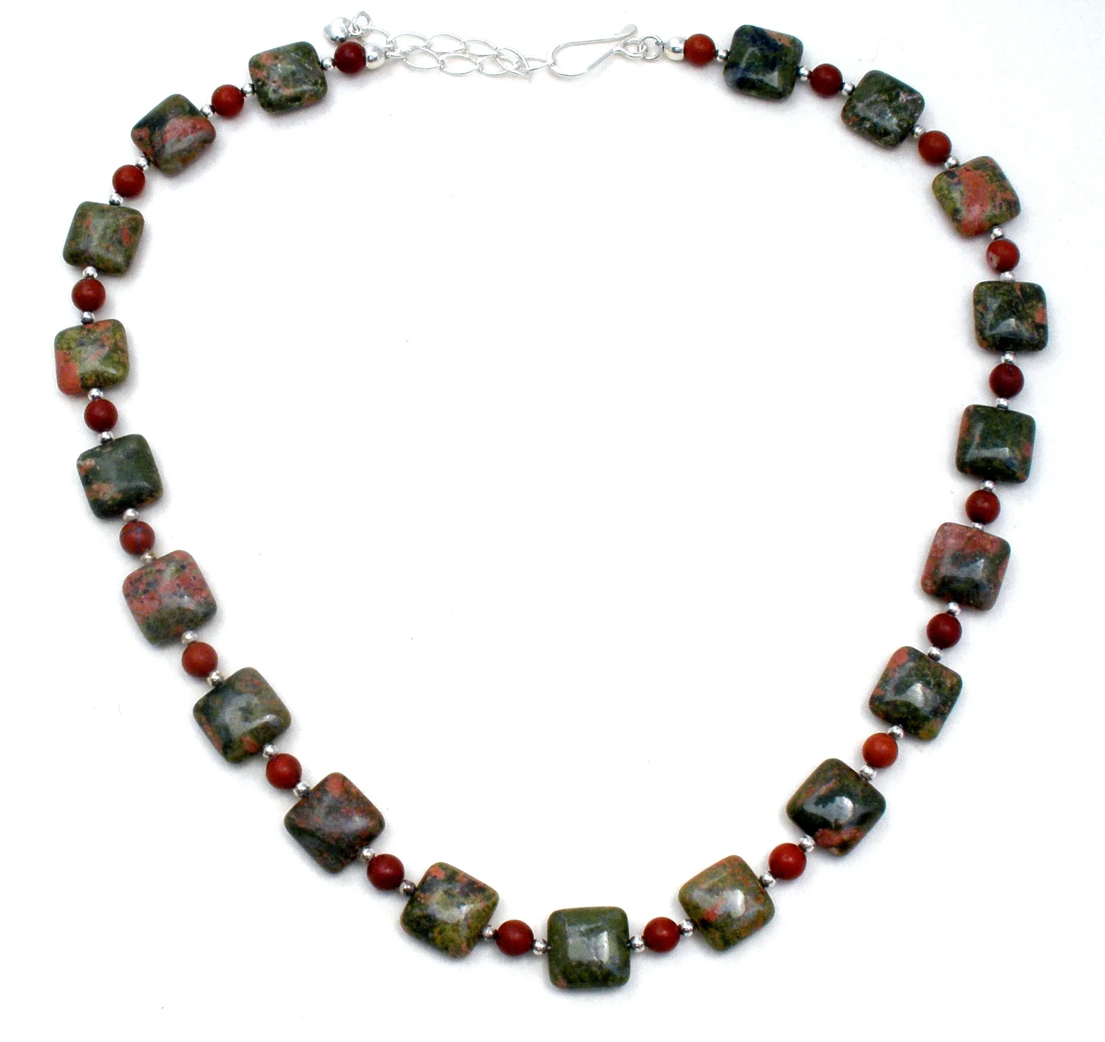 Jay King Green UNAKITE Bead Necklace 925