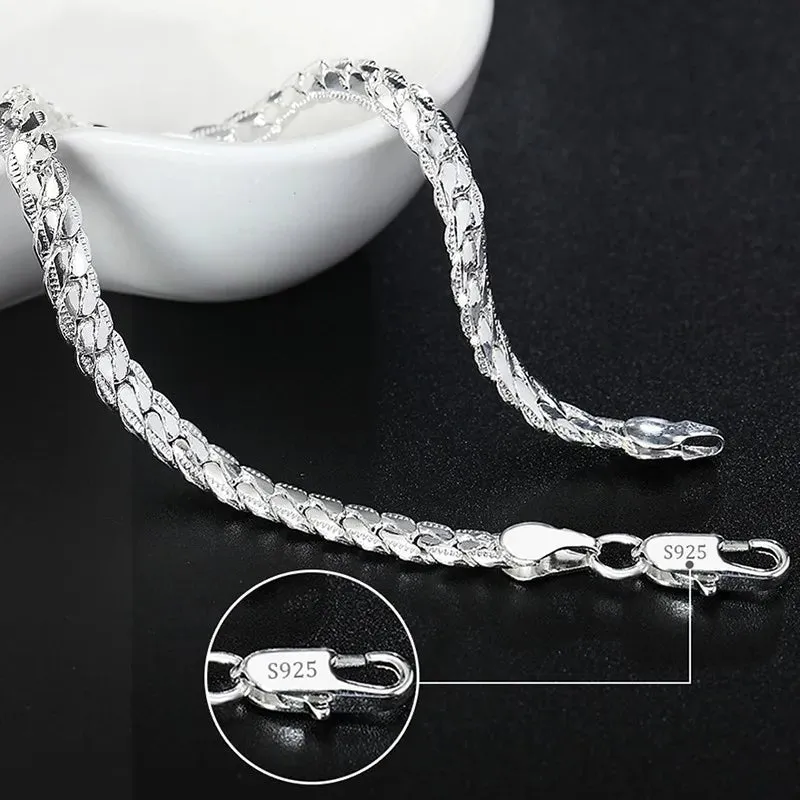 JC - Unisex Silver Bracelet: Square solid chain, elegant 925 sterling for weddings, parties, or gifts