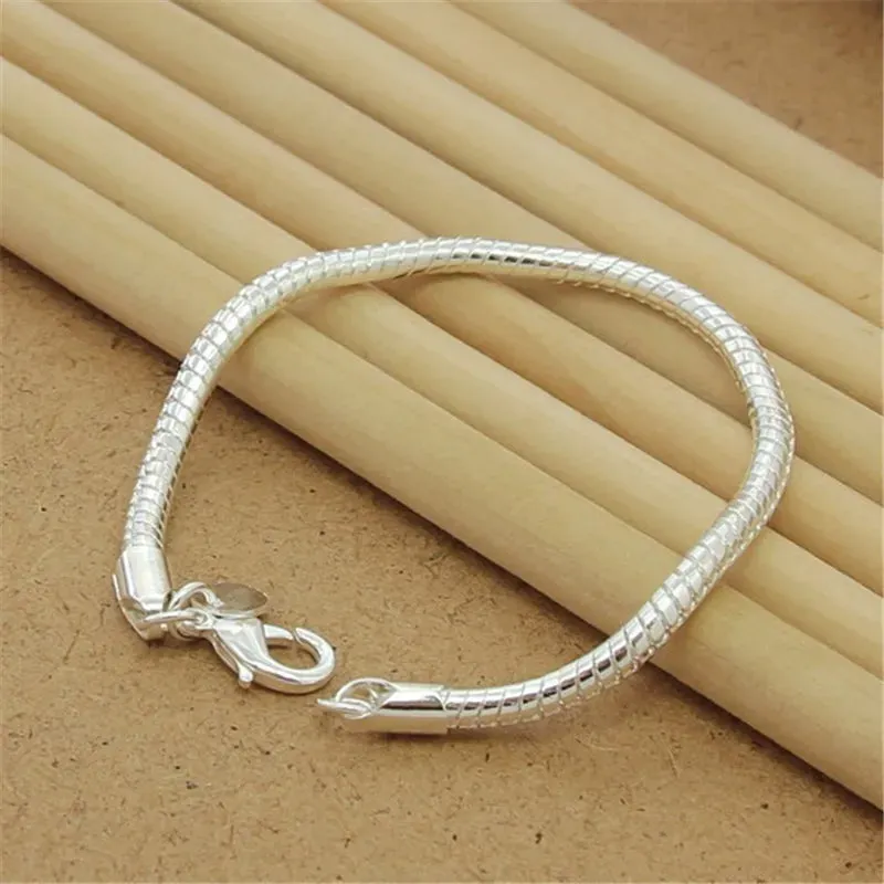 JC - Unisex Silver Bracelet: Square solid chain, elegant 925 sterling for weddings, parties, or gifts