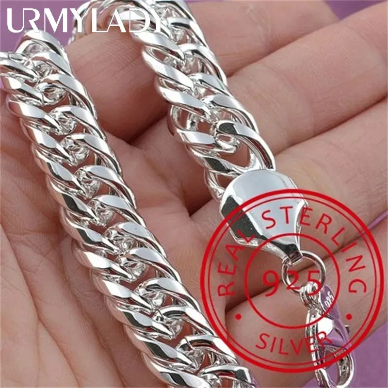 JC - Unisex Silver Bracelet: Square solid chain, elegant 925 sterling for weddings, parties, or gifts