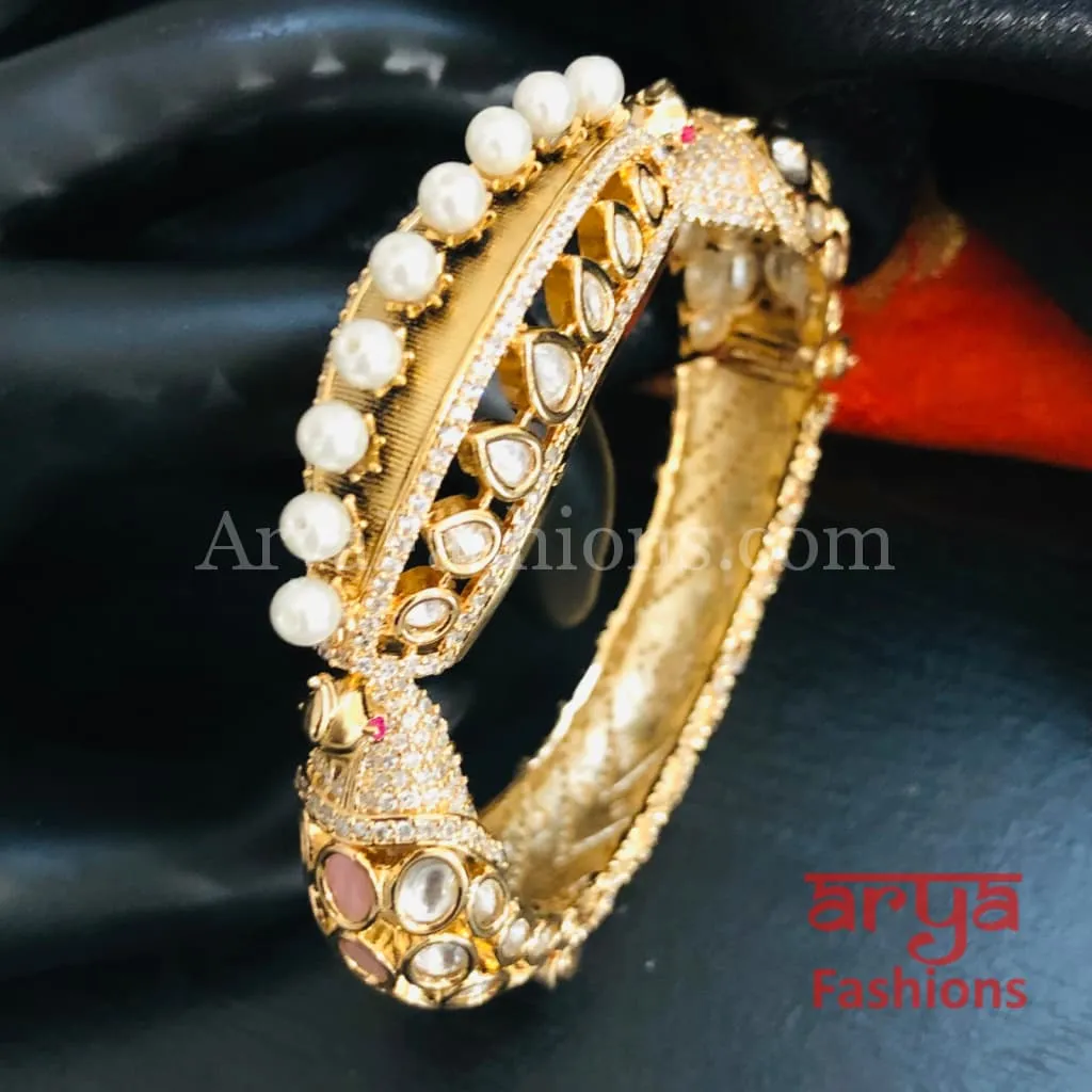 Jodha CZ Kundan Jadau Openable Bracelet/ Jaipuri Kundan CZ Rajwadi Designer Bracelet