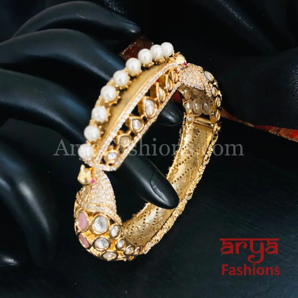 Jodha CZ Kundan Jadau Openable Bracelet/ Jaipuri Kundan CZ Rajwadi Designer Bracelet