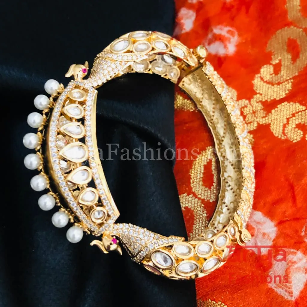 Jodha CZ Kundan Jadau Openable Bracelet/ Jaipuri Kundan CZ Rajwadi Designer Bracelet