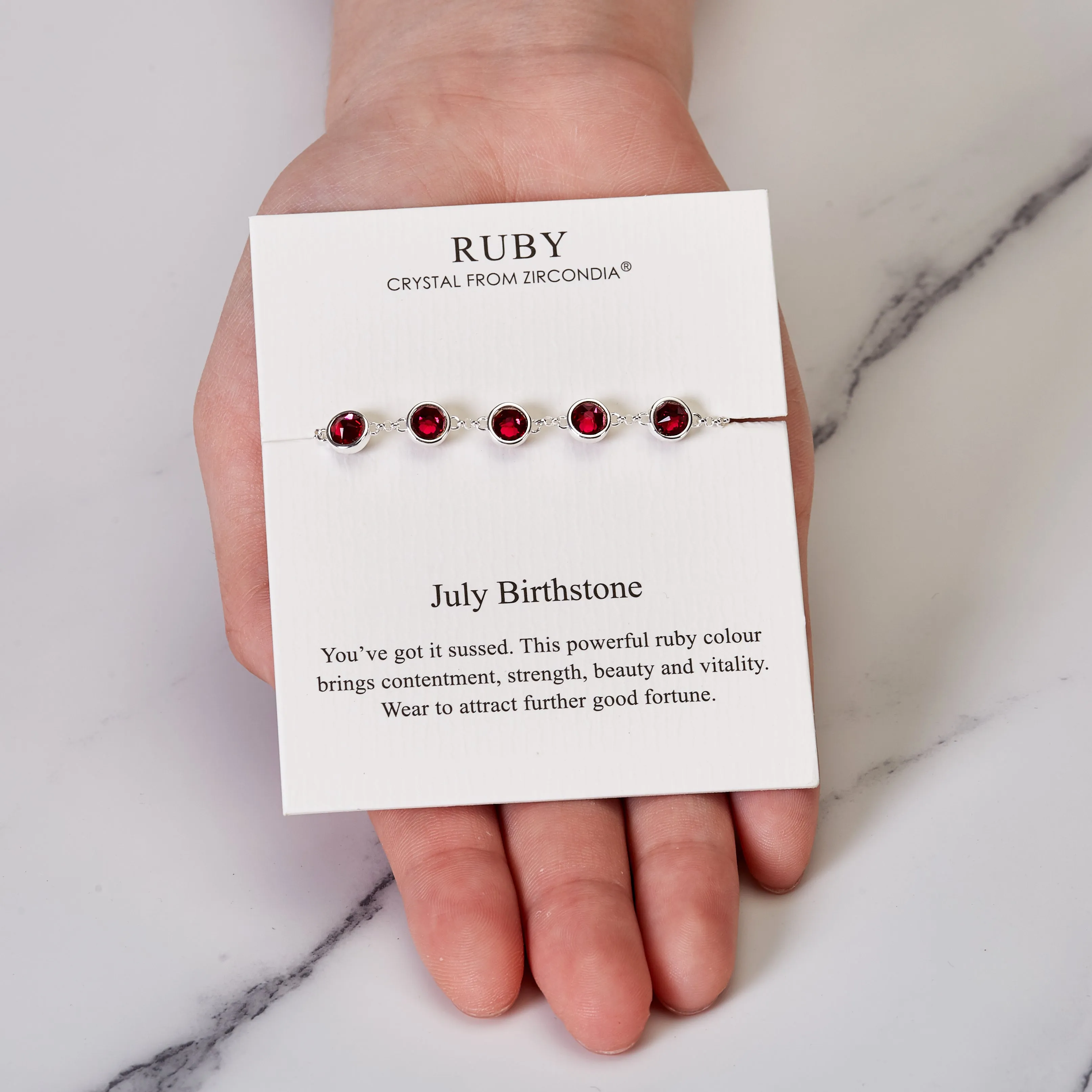 July Birthstone Bracelet Created with Ruby Zircondia® Crystals