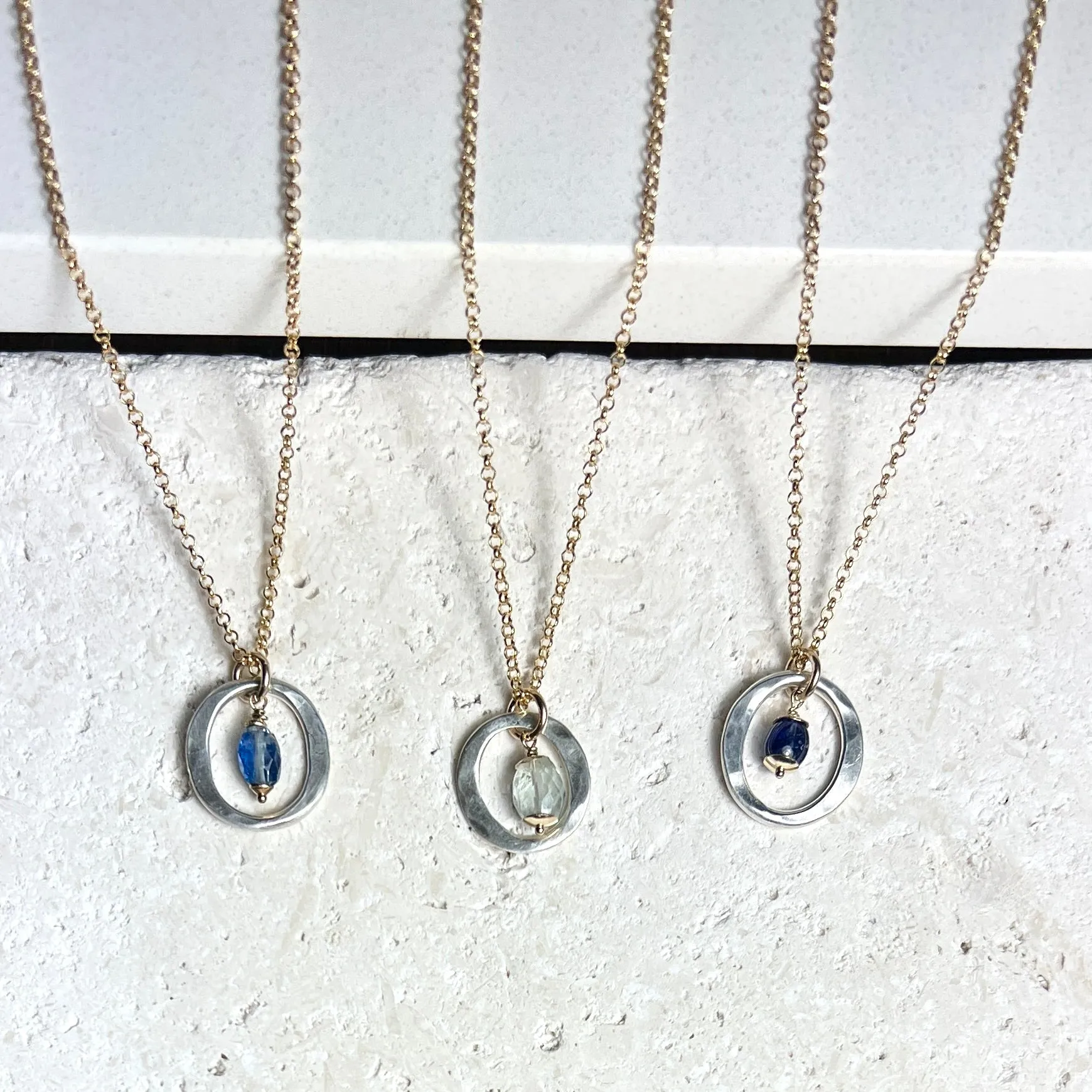 Kai Small Necklace with Sapphire Drop – Mixed Metal