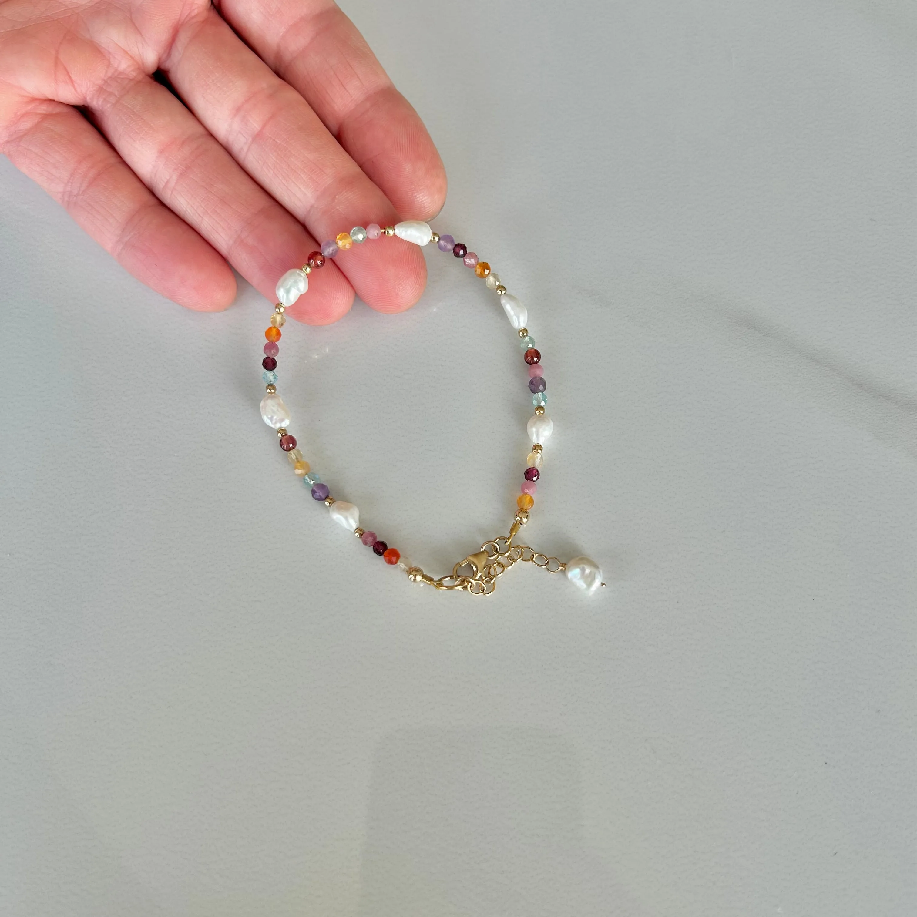 Keshi Pearl and Gemstone Bracelet