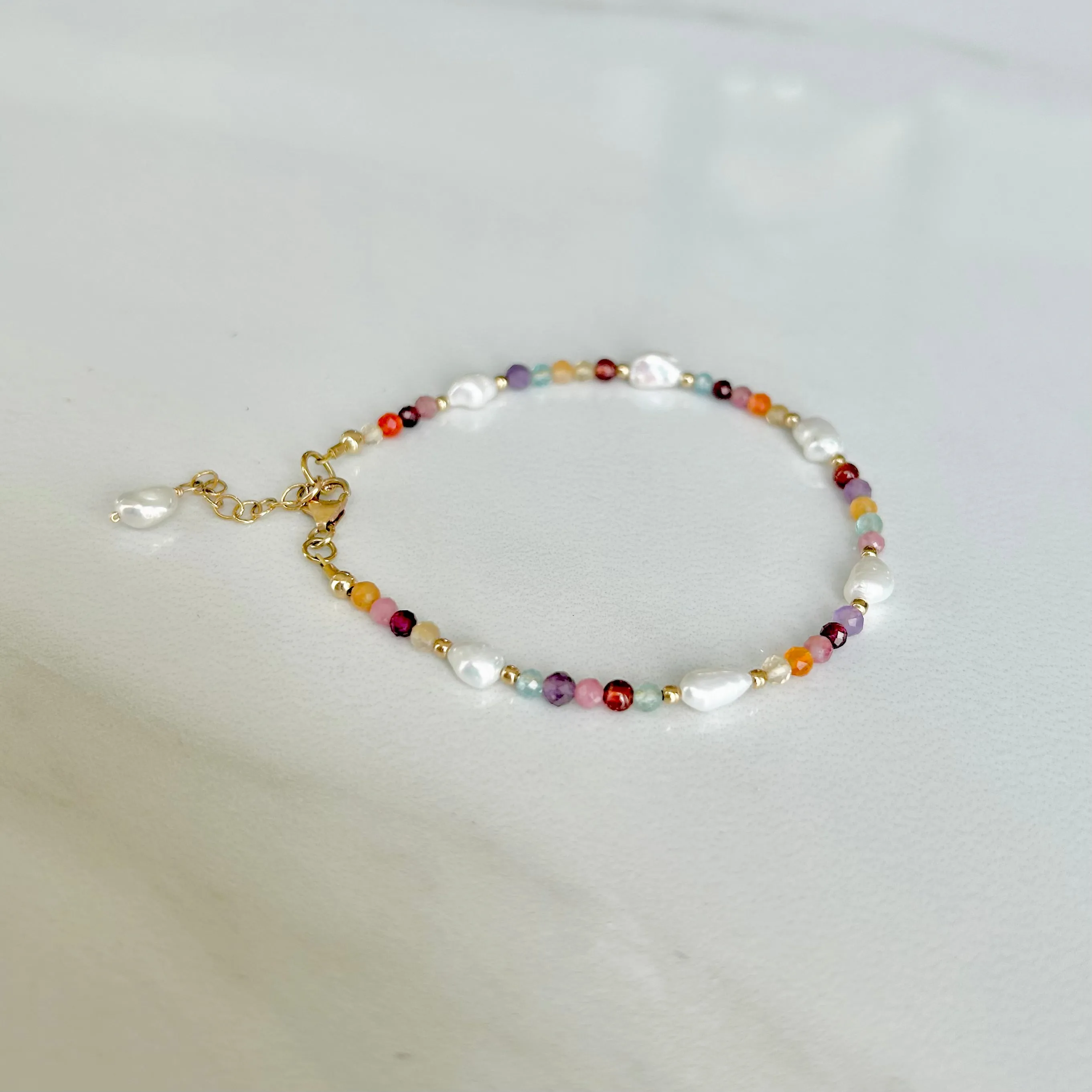 Keshi Pearl and Gemstone Bracelet