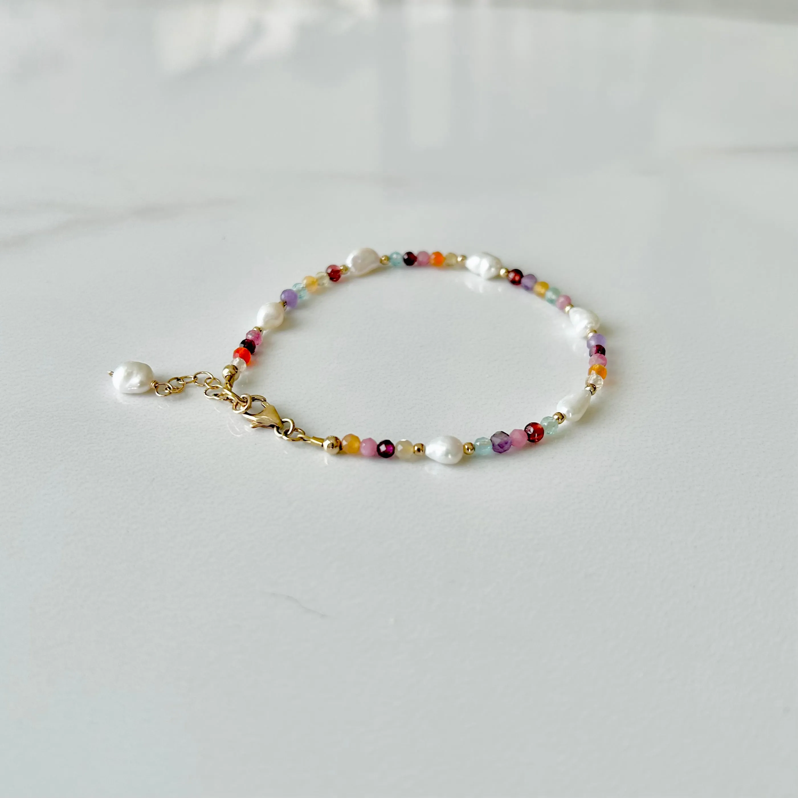 Keshi Pearl and Gemstone Bracelet