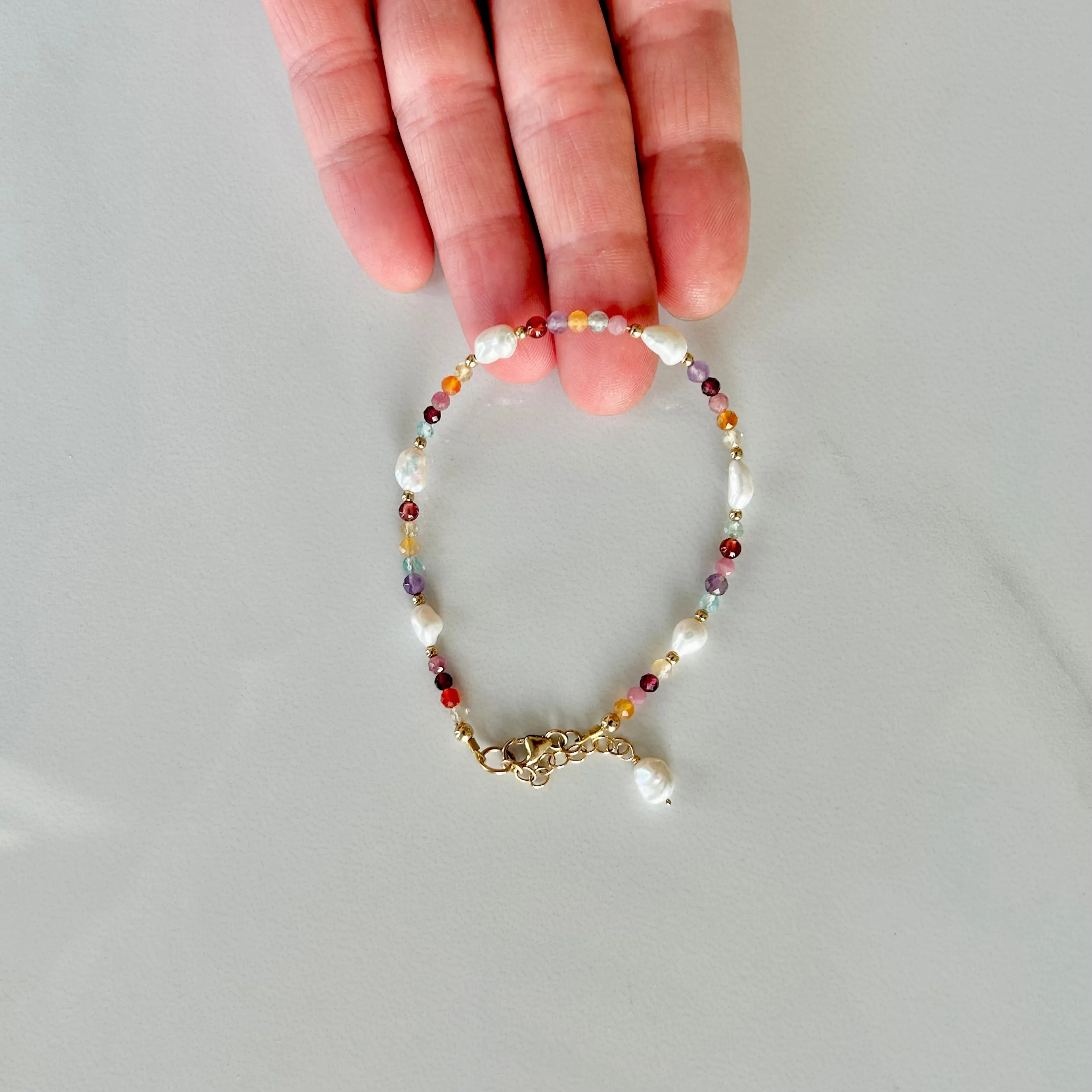 Keshi Pearl and Gemstone Bracelet