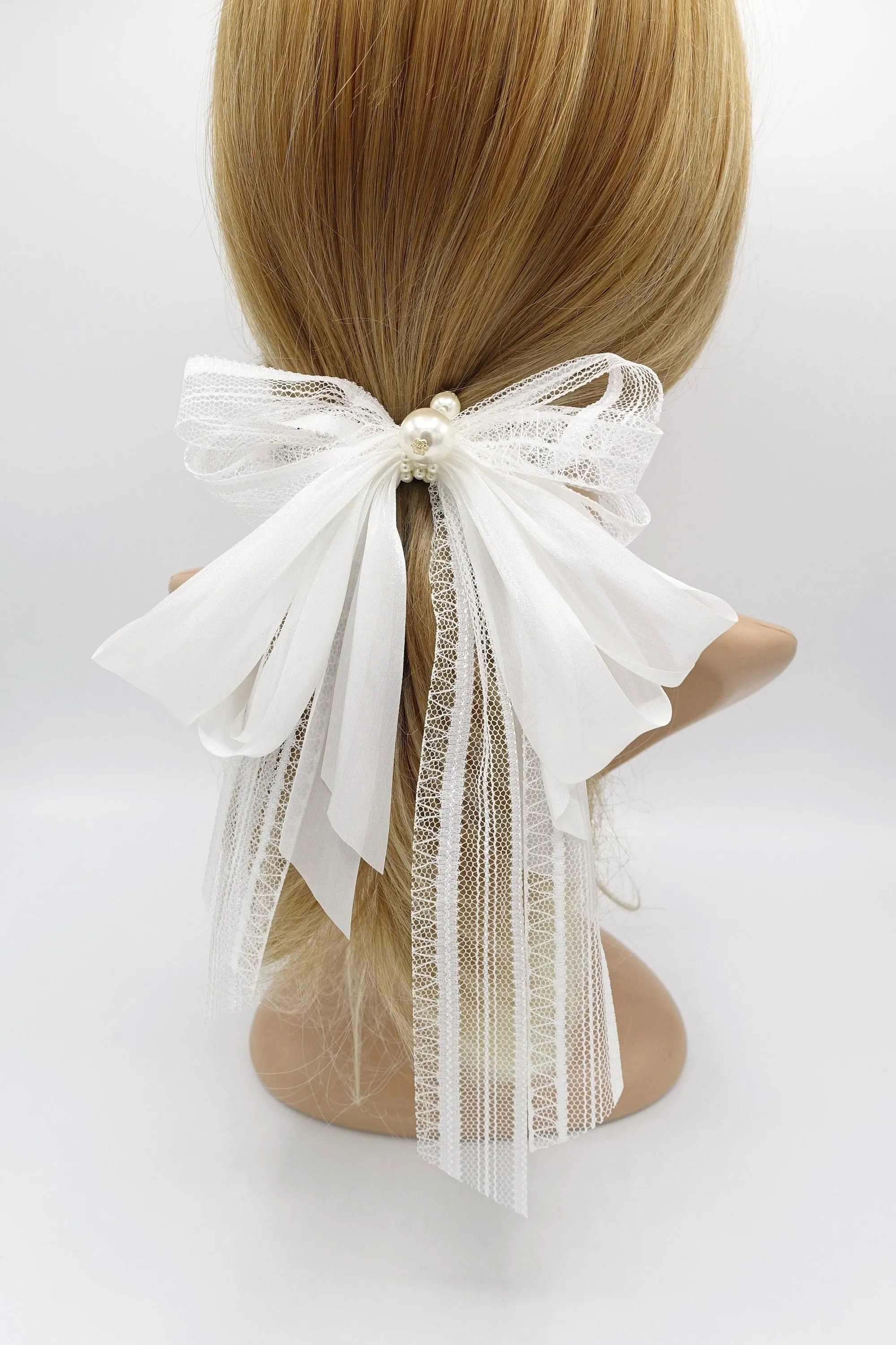 lace organza hair bow mix and match multi layered hair bow for women