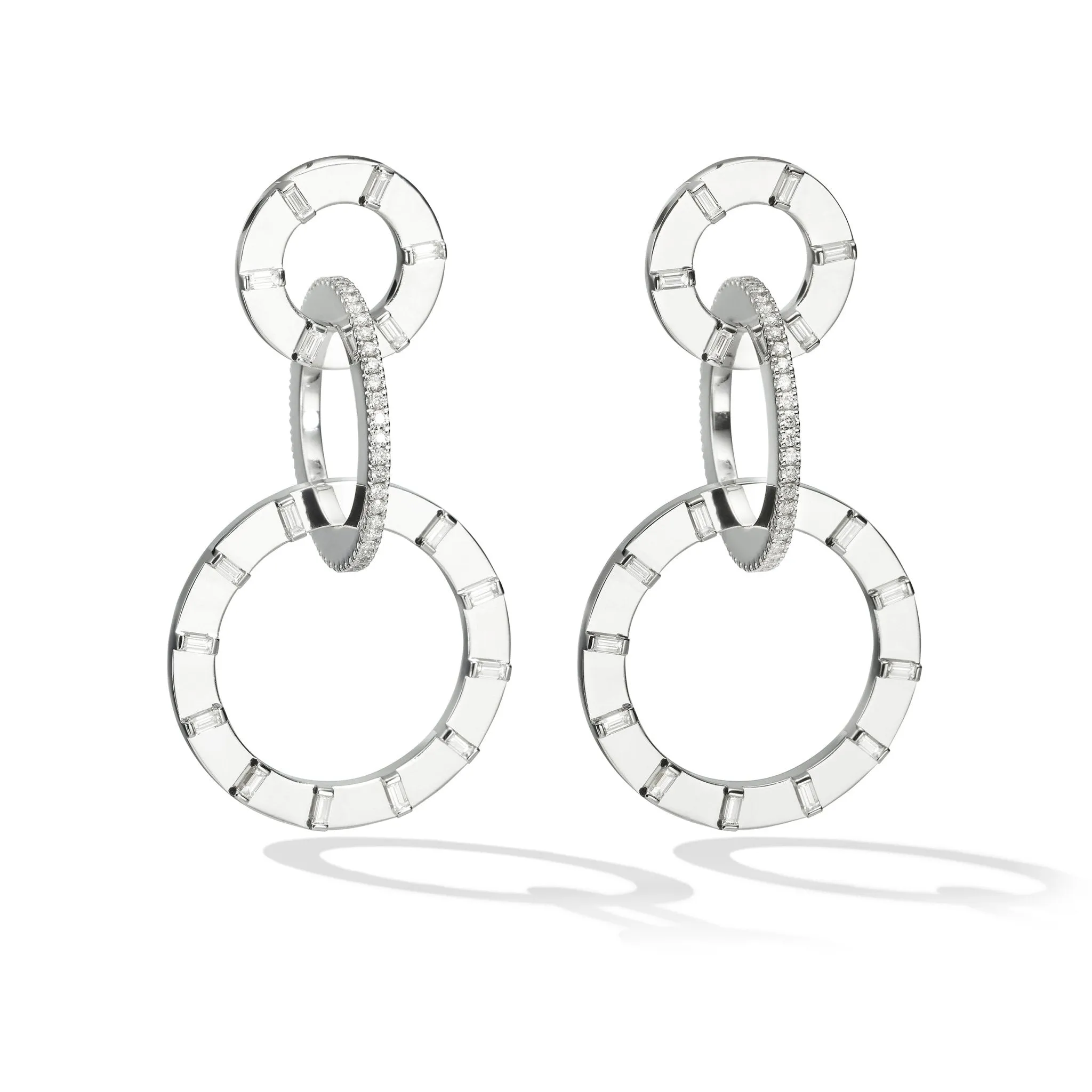 Large White Gold Unity Earrings with White Diamonds