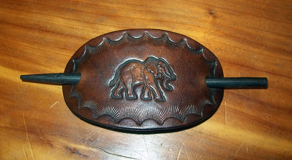 Leather Hair Slide Small Elephant