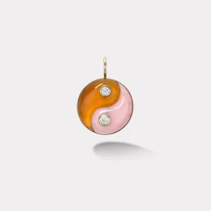 Light Carnelian and Pink Opal Double Stone Yin Yang Charm