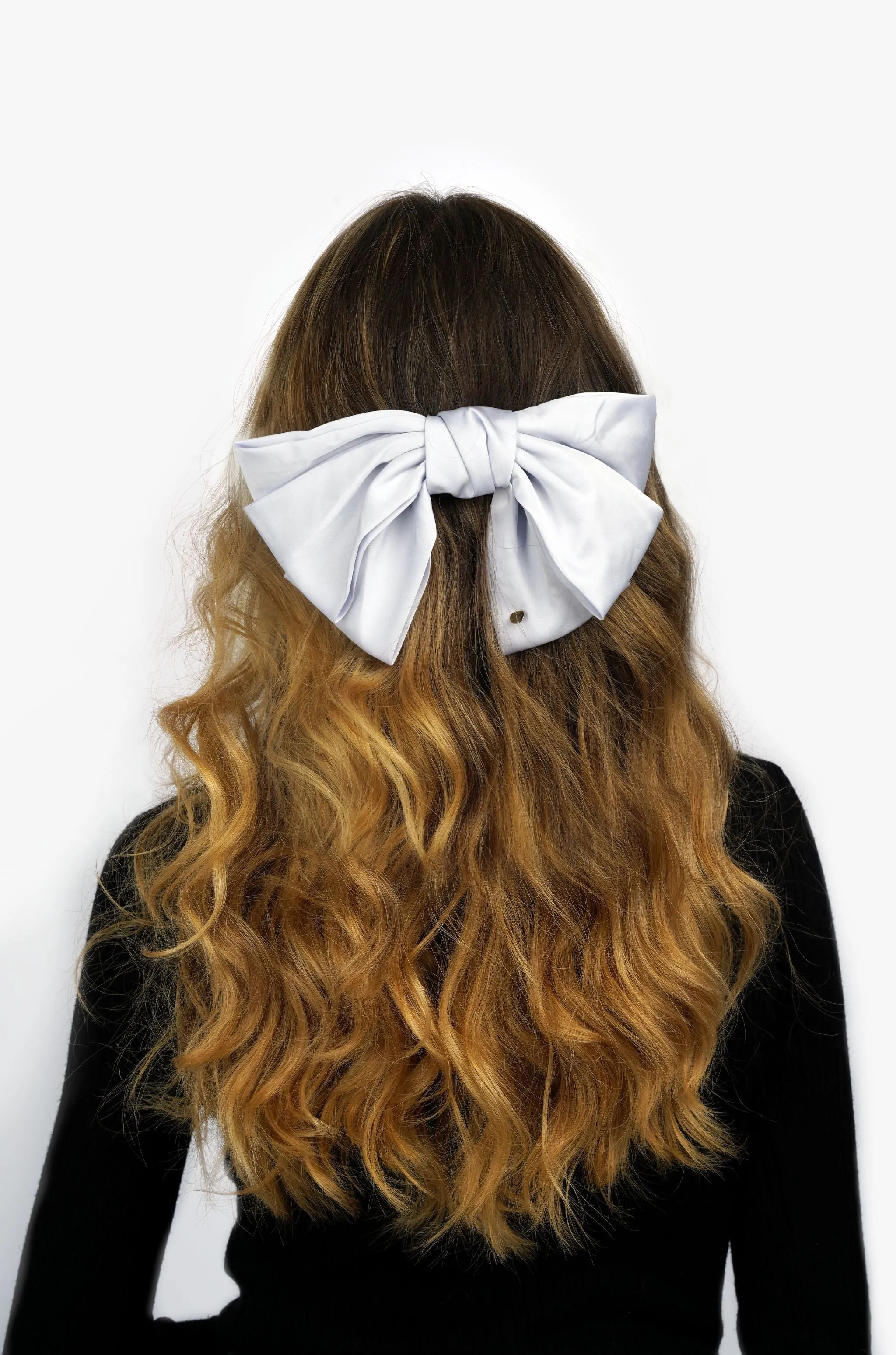 Lottie Oversized Satin Hair Bow - Fog