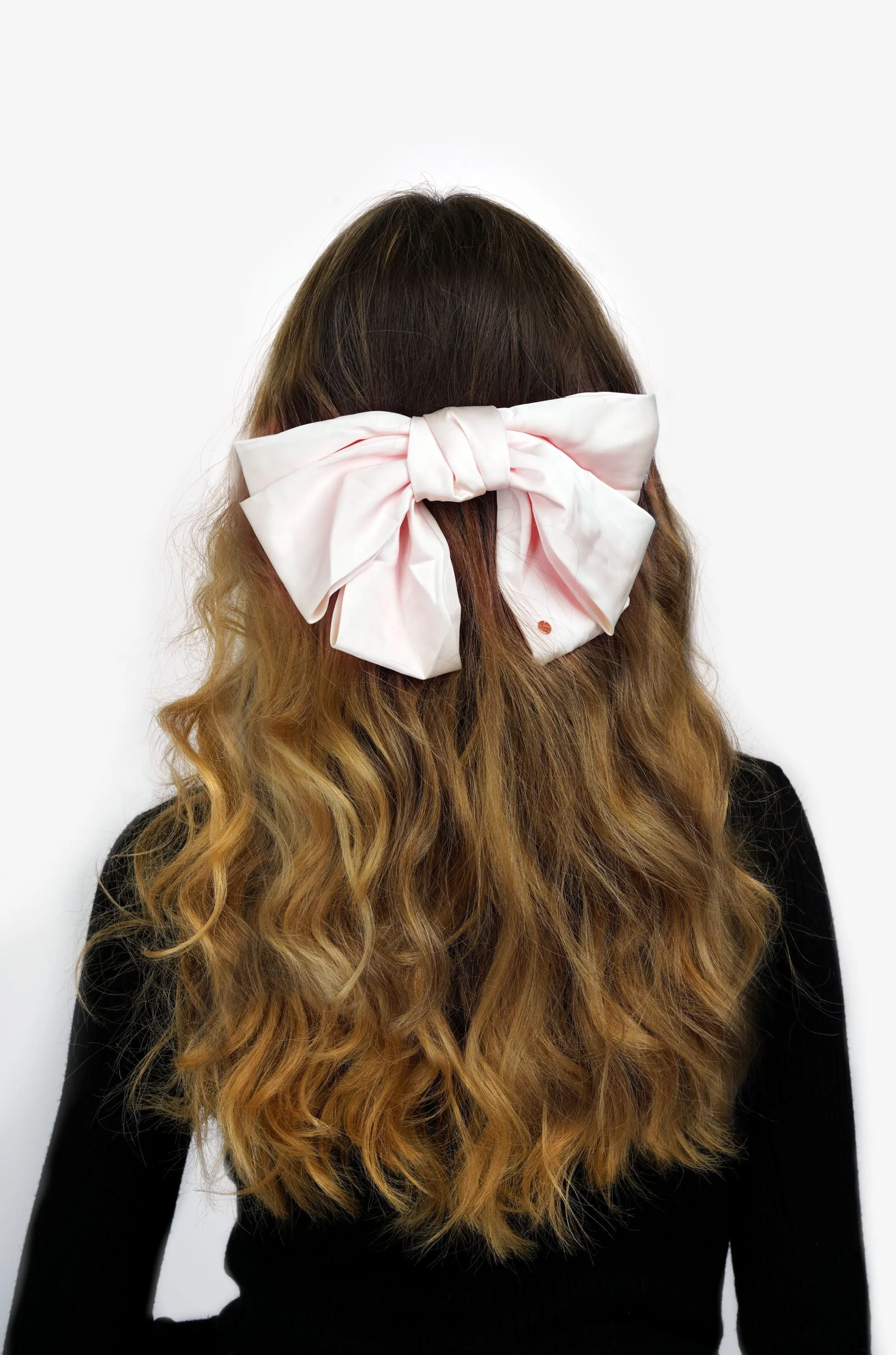 Lottie Oversized Satin Hair Bow - Peony