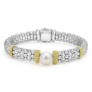 Luna Two-Tone Pearl Caviar Bracelet | 9mm