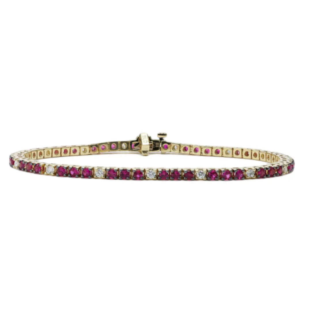 Mark Henry 18K Yellow Gold Ruby and Diamond Tennis Bracelet