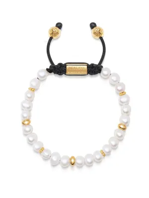 Men's Beaded Bracelet with Pearl and Gold