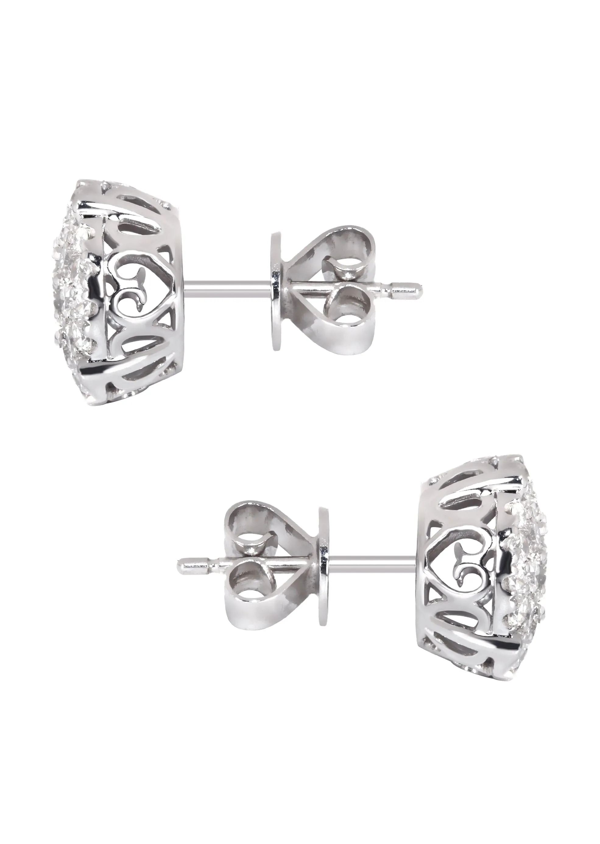 Mens Stud Diamond Earrings | 1.38 Carats 14K White Gold