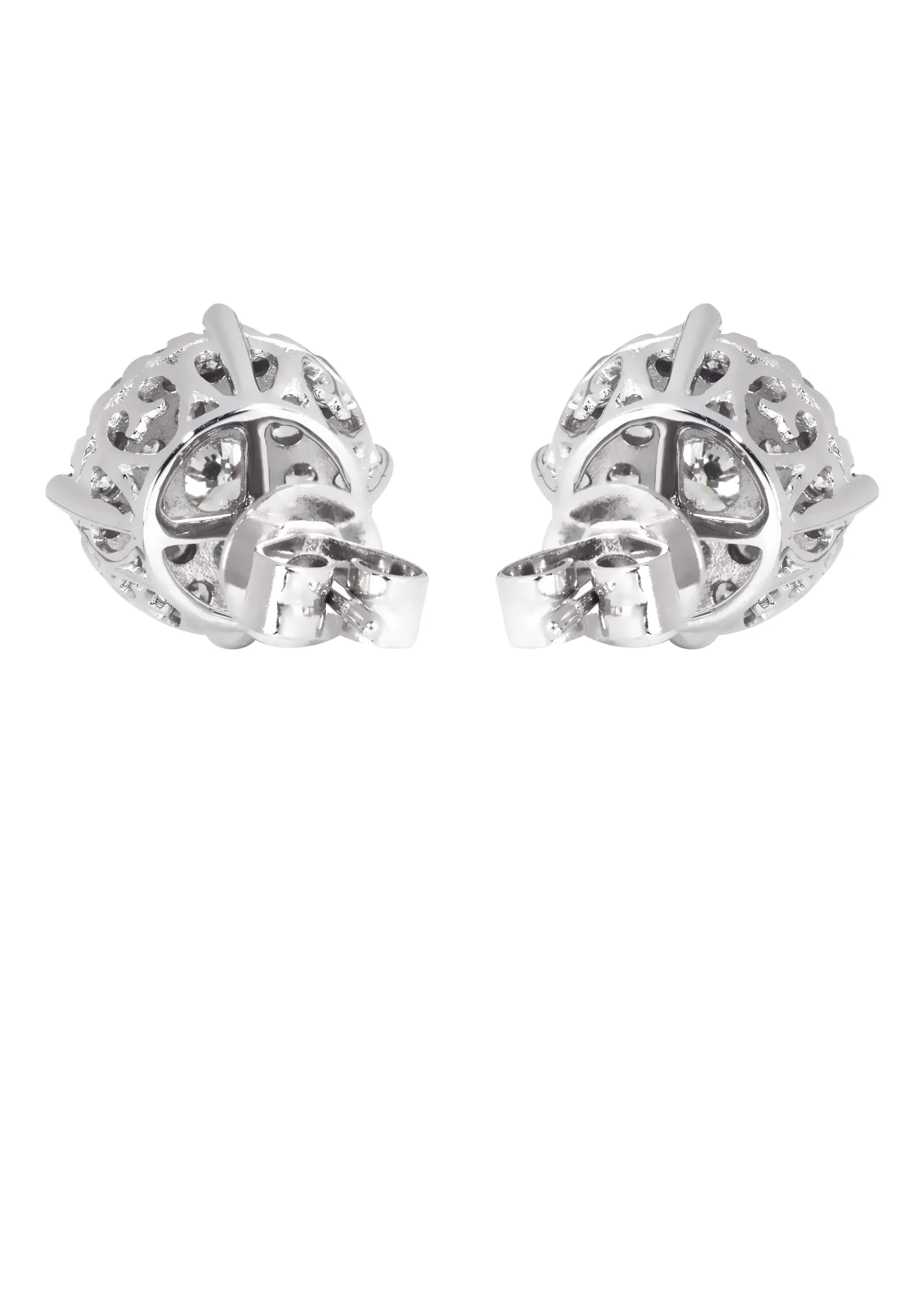 Mens Stud Diamond Earrings | 1.38 Carats 14K White Gold