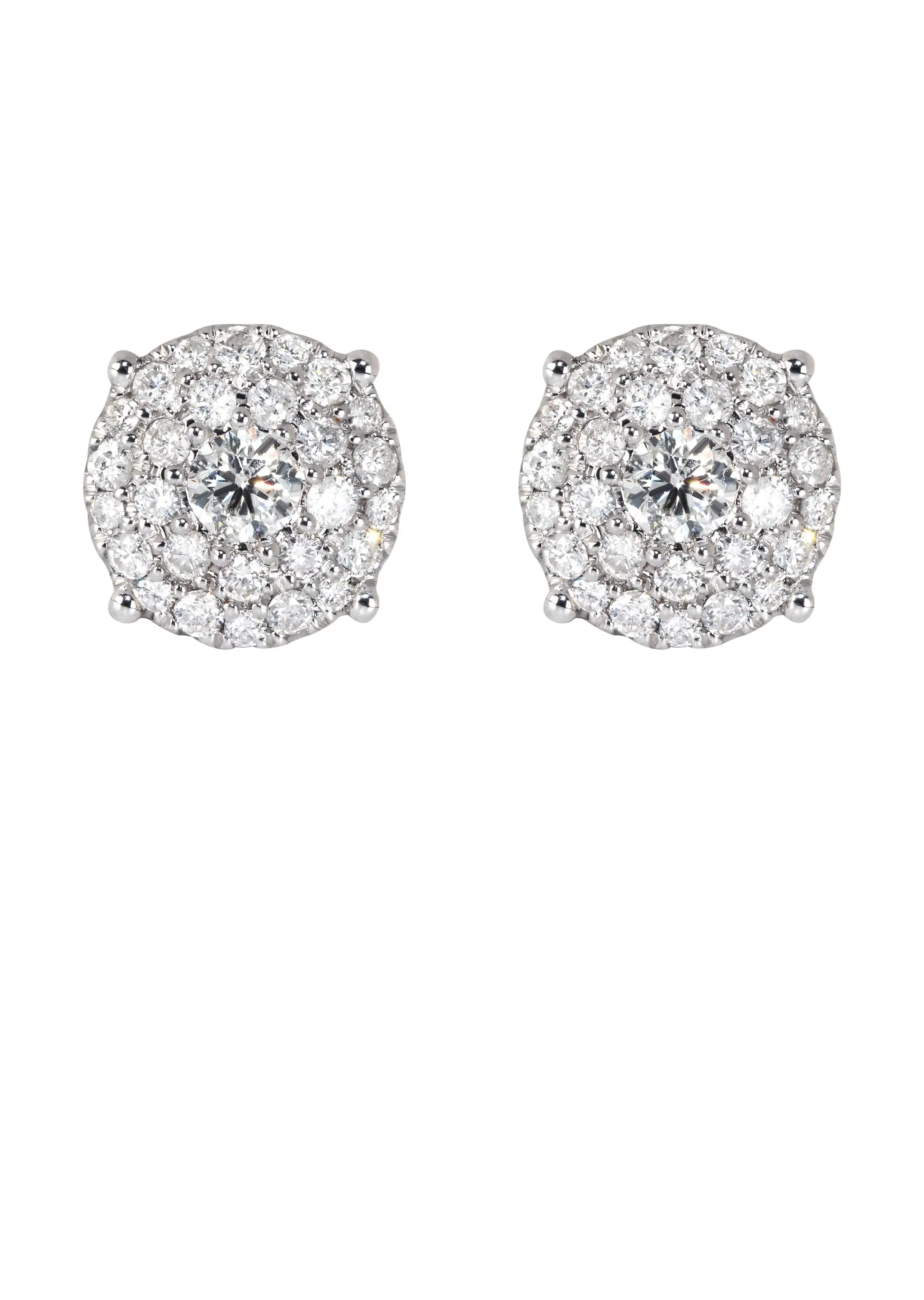 Mens Stud Diamond Earrings | 1.38 Carats 14K White Gold