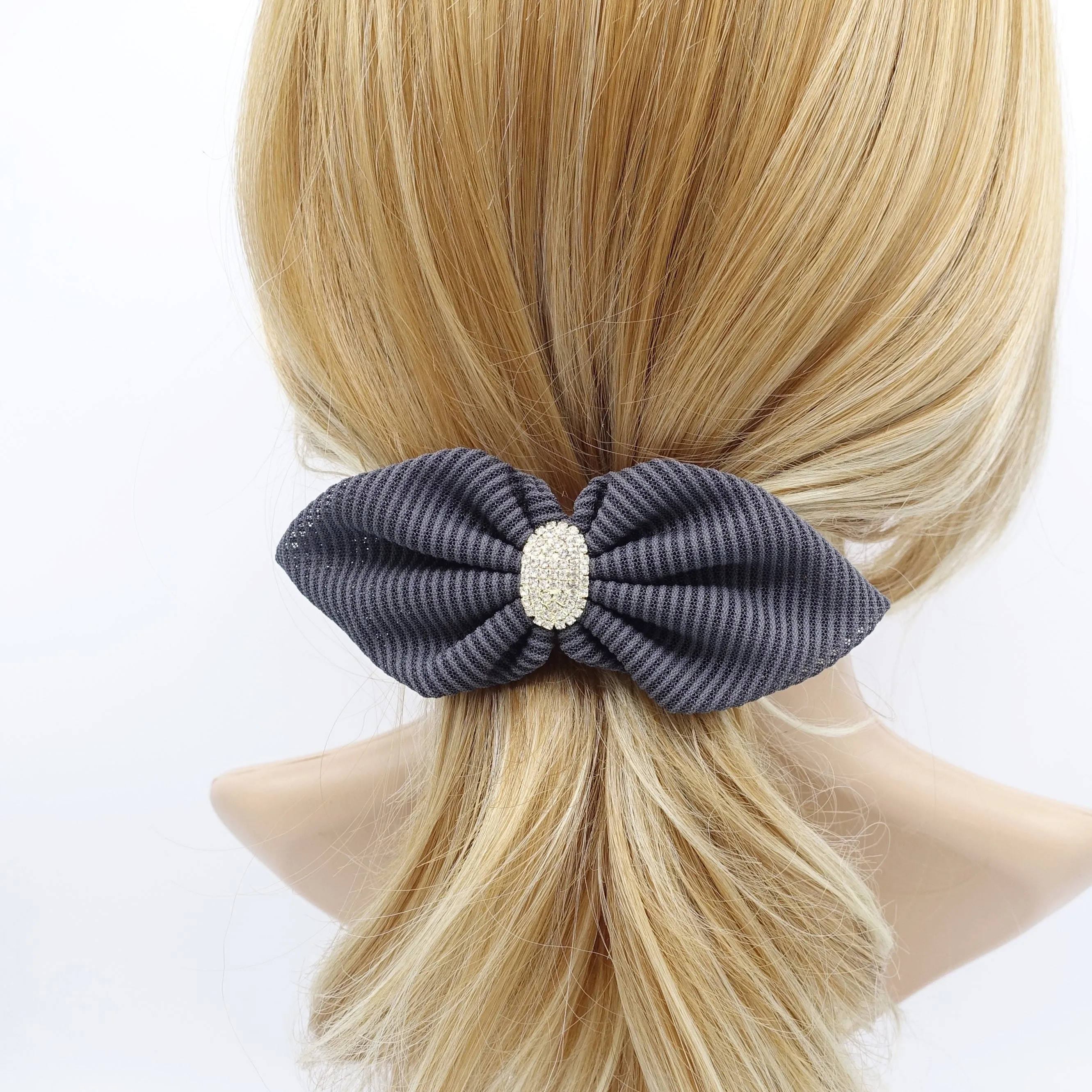 mesh pointed hair bow rhinestone embellished women hair barrette