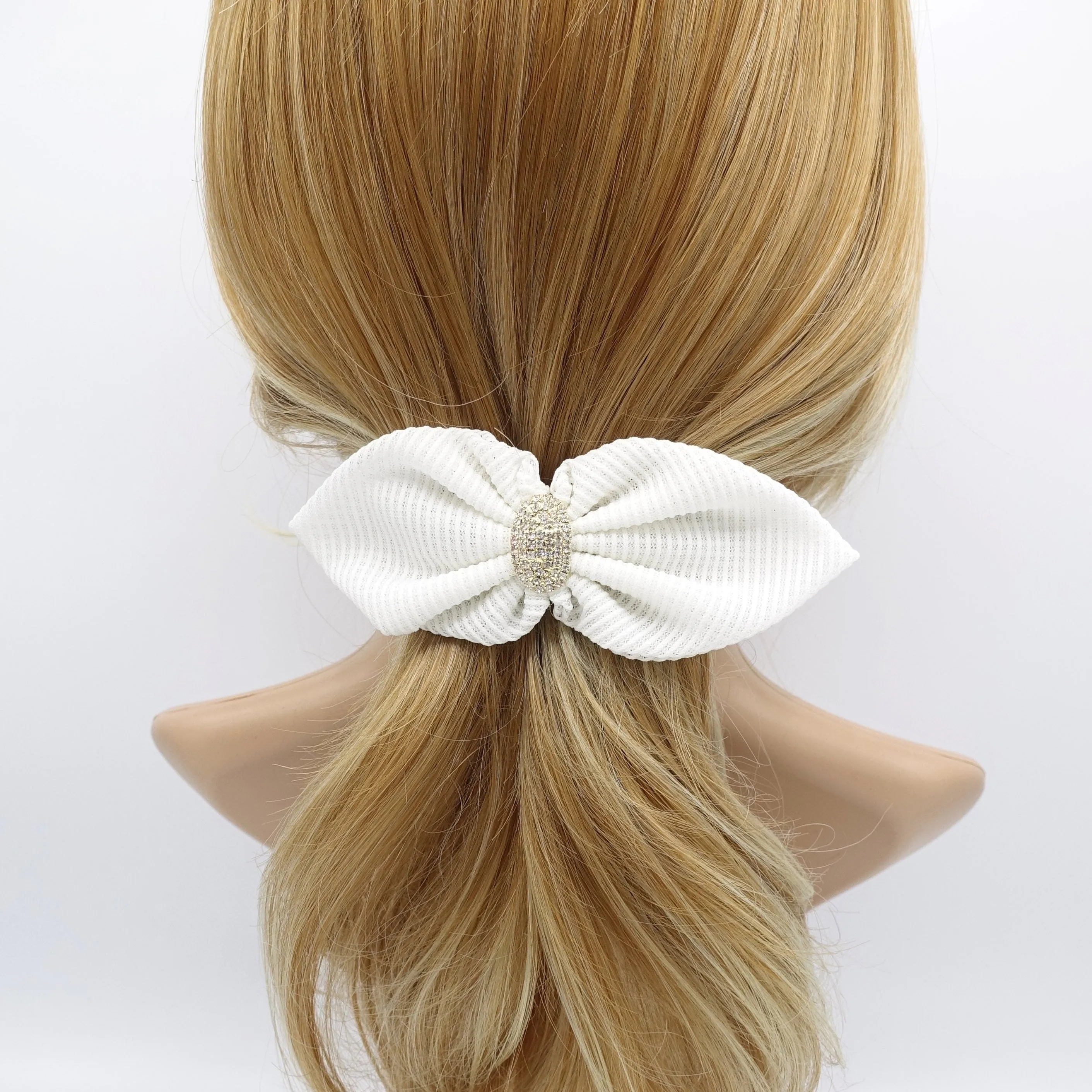 mesh pointed hair bow rhinestone embellished women hair barrette