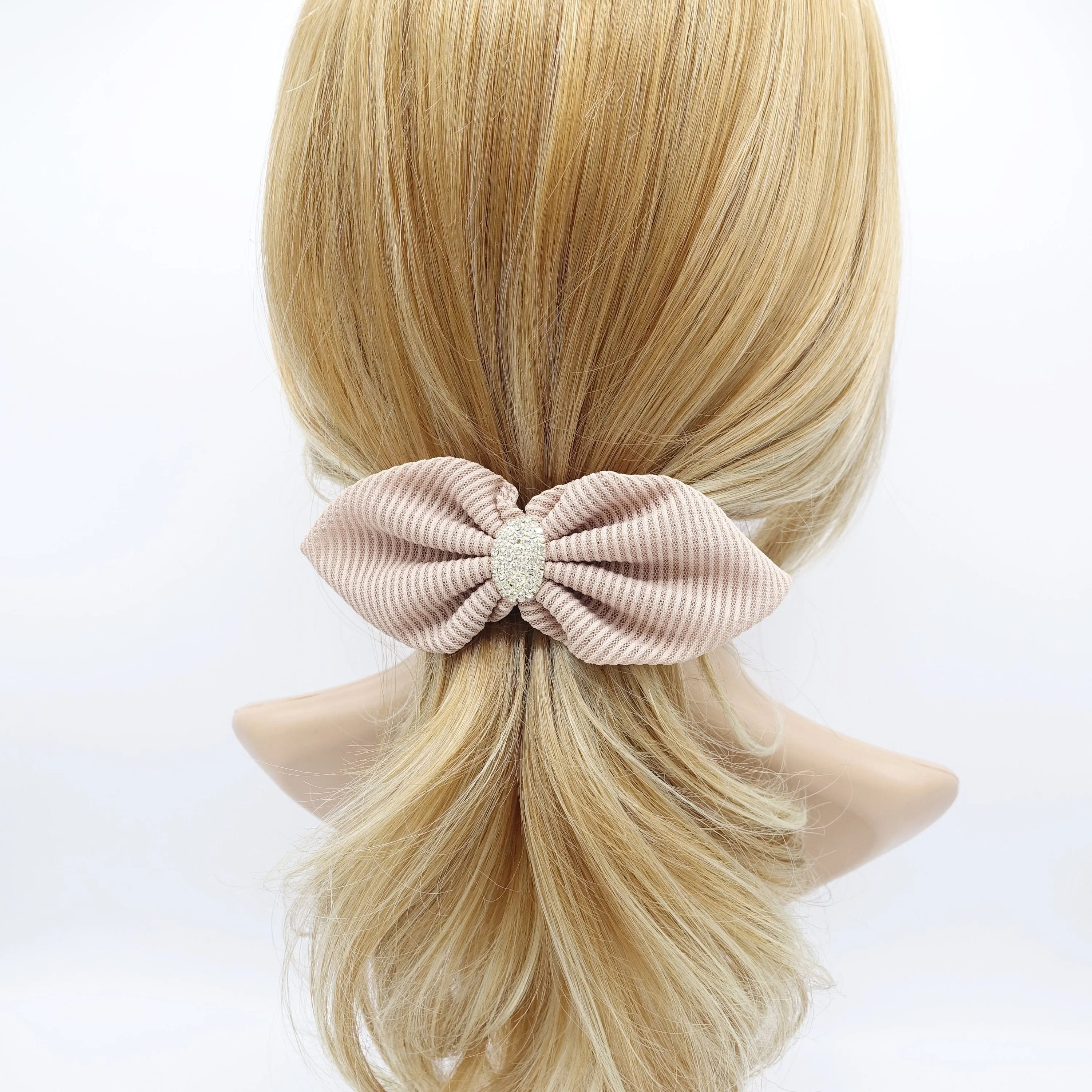 mesh pointed hair bow rhinestone embellished women hair barrette