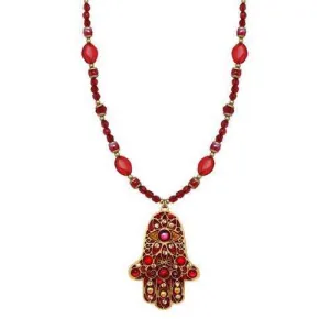 Michal Golan Red Hamsa Necklace