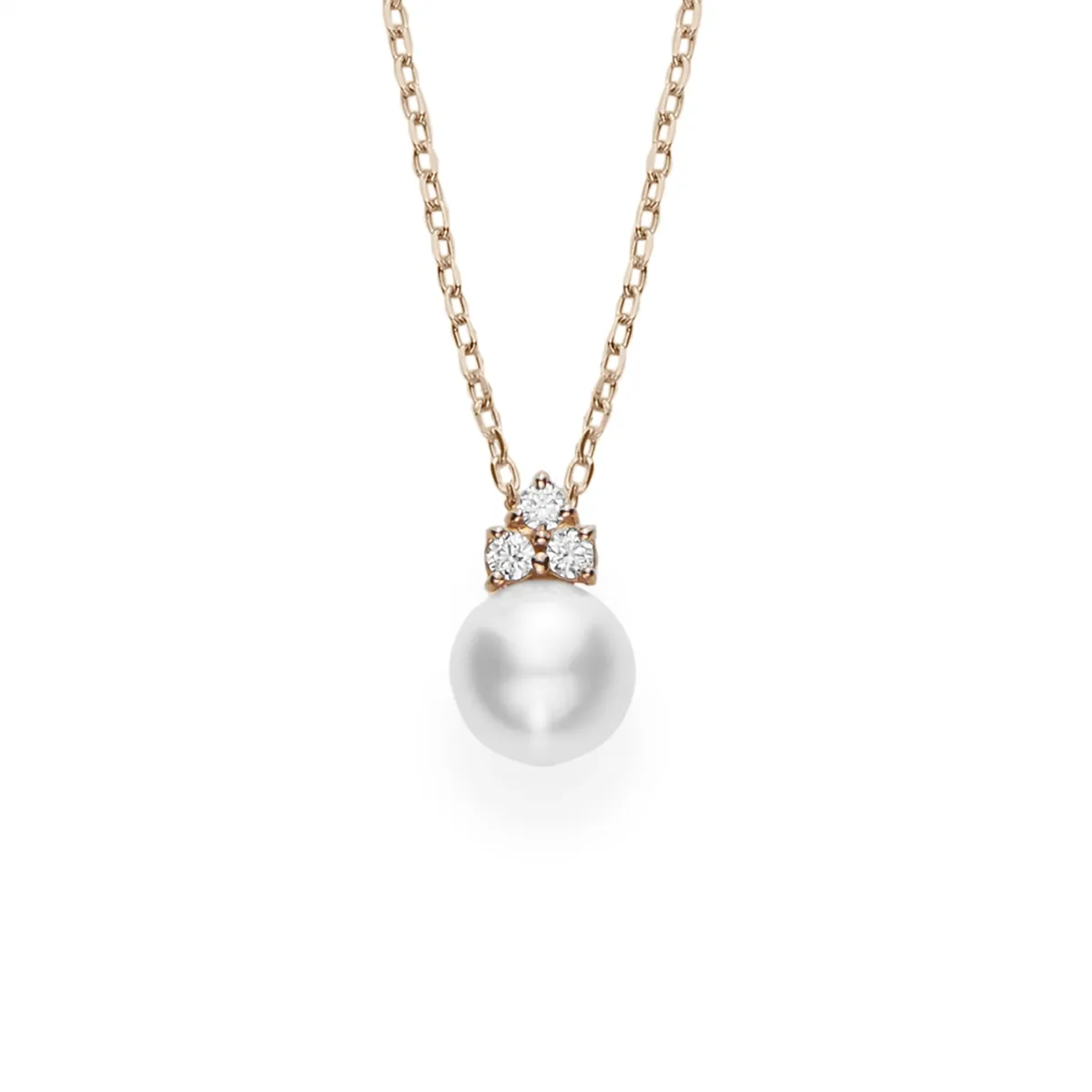 Mikimoto 18K Rose Gold Akoya Pearl & Diamonds Pendant Necklace