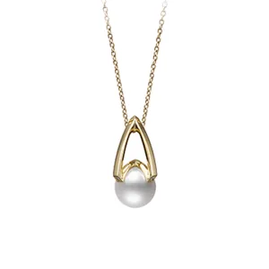 Mikimoto 18K Yellow Gold Cultured Pearl and Diamond Necklace