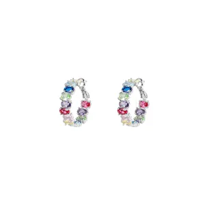 Mini Sideways Hoop Rainbow Earrings