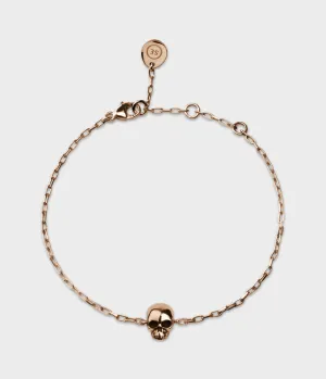 Mini Skull Bracelet / 9 Carat Rose Gold / No Stones