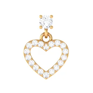 Moissanite Gold Heart Dangle Earring for Cartilage Piercing