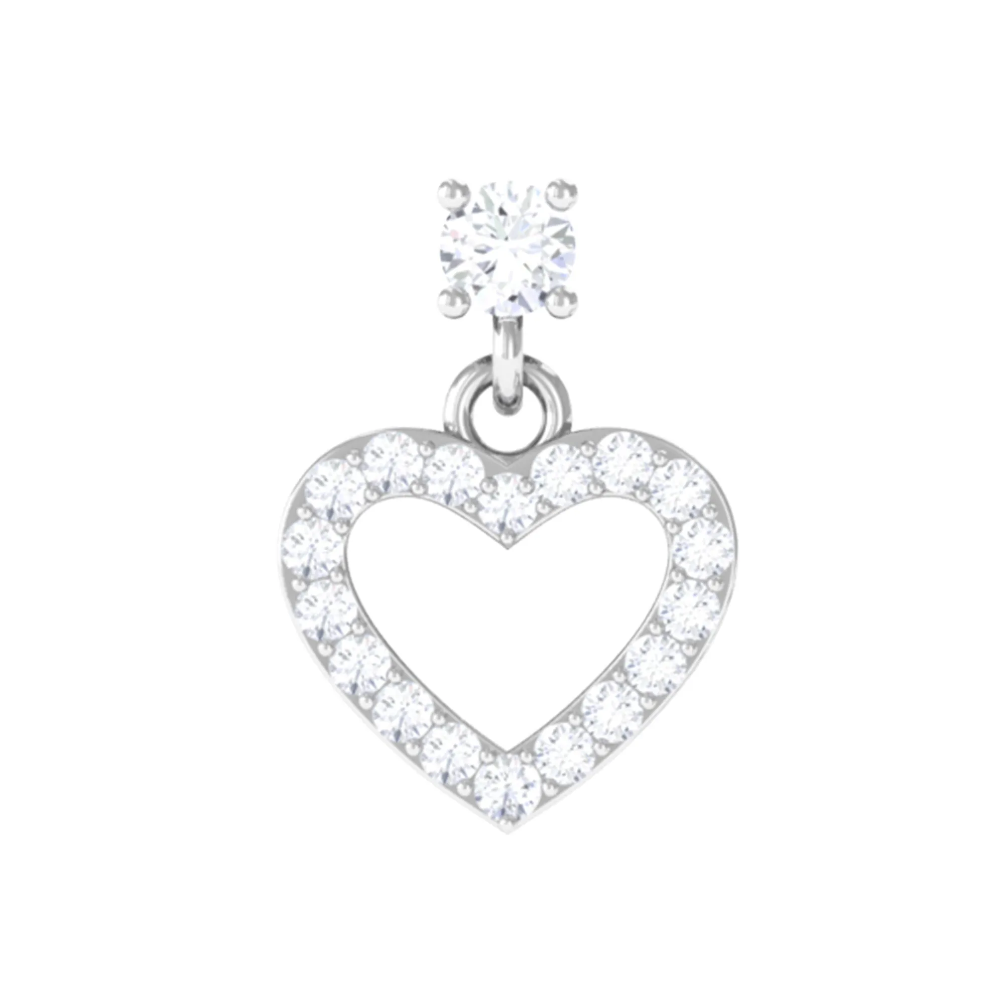 Moissanite Gold Heart Dangle Earring for Cartilage Piercing